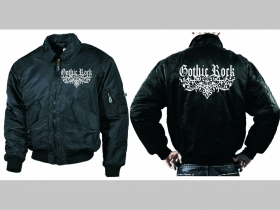 Gothic Rock čierna zimná letecká bunda BOMBER Winter Jacket s límcom, typ CWU z pevného materiálu s masívnym zipsom na zapínanie 100%nylón, čiastočne vodeodolná